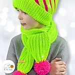Rahecraft kids neon green merino wool scarf front view 2