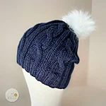 Rahecraft wool free navy bobble hat three quarter age8 adult