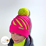 Striped merino wool beanie for kids neon colors rahecraft
