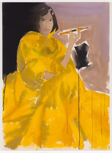 Bianca in Yellow 2015 acrylic and graphite on canvas 40 x 30 in