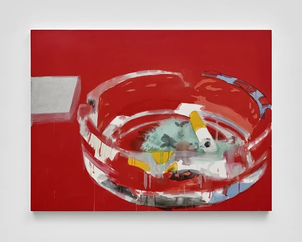 Glass Ashtray 2025 acrylic and charcoal on canvas 36 x 48 in