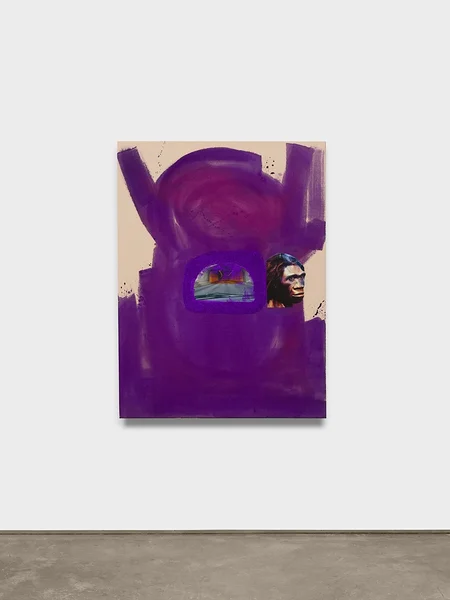 Homo Erectus 2024 acrylic and collage on canvas 48 x 36 in