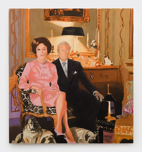 The Windsors, 2025, acrylic and charcoal on canvas, 67 x 62 in