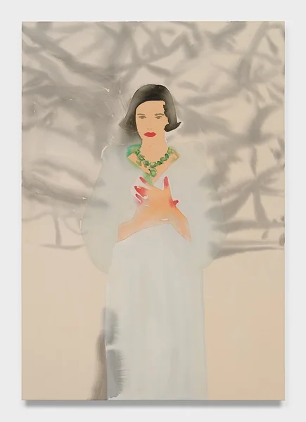 Gloria Vanderbilt, 2026, acrylic and charcoal on canvas, 72 x 50 in