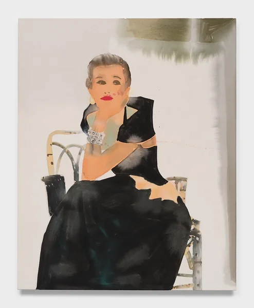 Babe Paley on Bamboo Chair, 2026, acrylic on canvas, 60 x 48 in