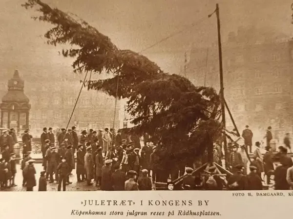 Jõulukuuse püstitamine Kopenhaageni raekoja platsil 1921.aastal.