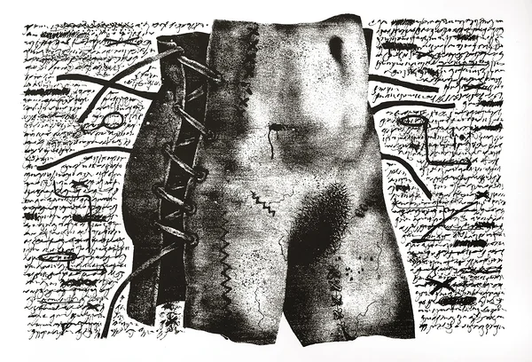 KORSETT, siiditrükk, 61x86 cm, 1991