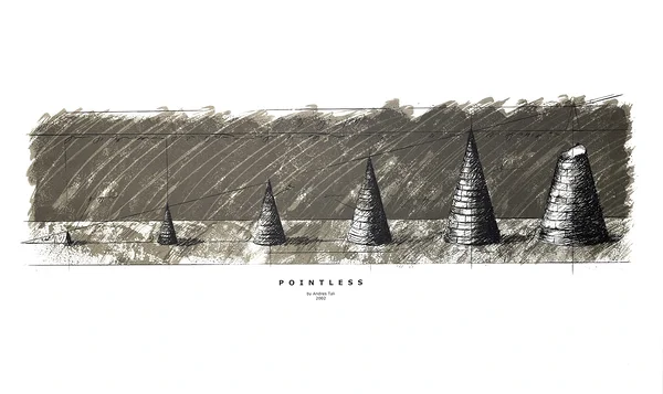 POINTLESS, litograafia, 37x110 cm (paber 80X120 cm), 2002