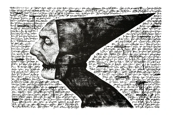 TORUMÜTSIGA VAIKIJA, siiditrükk,   60x89 cm,   1989