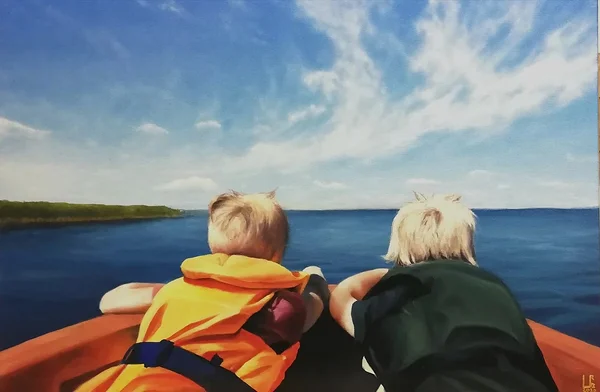 "Teekond Tondisaarele". 2020. Õli lõuendil. 80x120 cm. Erakogus 