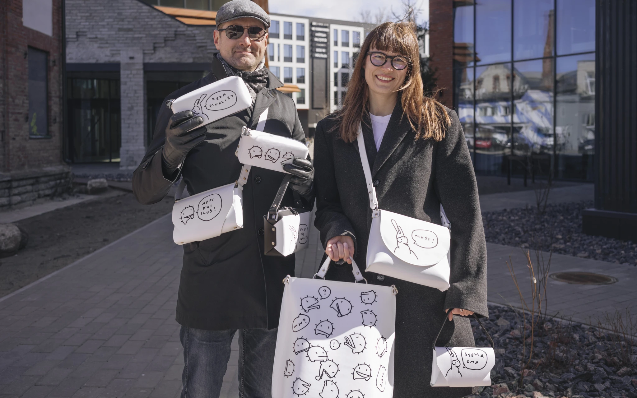 Madis Ots and Stella Soomlais with the Pesakond special collection at Telliskivi Creative City