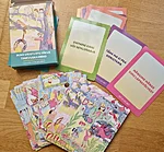 Final product! There are 5 themes of activity cards, each with a different illustration. One category only has an illustration and is empty on the other side. Families can write their own ideas on these cards.