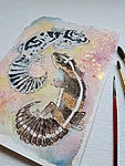 Commission of client's geckos, watercolour and ink