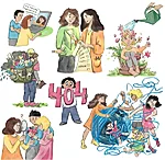 Finished illustrations. I tried to keep the colours cohesive with the rest of the web site theme and design.